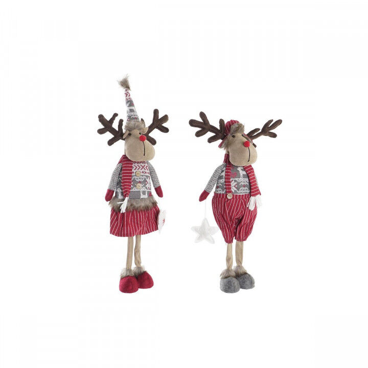 Decorative Figure DKD Home Decor Christmas Reindeer Polyester (20 x 10 x 58 cm) (2 Units)