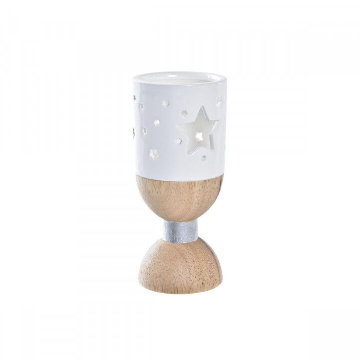 Weihnachtliche Kerzenhalter DKD Home Decor Weiß Braun natürlich Stern 6 x 6 x 14 cm