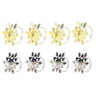 Servilletero DKD Home Decor Set Metal Copos de nieve (5 x 5 x 17 cm) (2 Unidades)