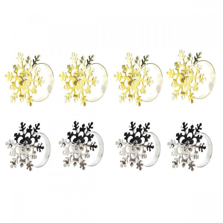 Portatovagliolo DKD Home Decor Set Metallo Fiocchi di neve (5 x 5 x 17 cm) (2 Unità)