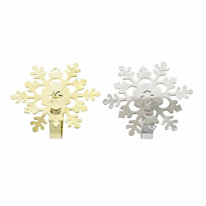 Portatovagliolo DKD Home Decor Set Metallo Fiocchi di neve (5 x 5 x 17 cm) (2 Unità)