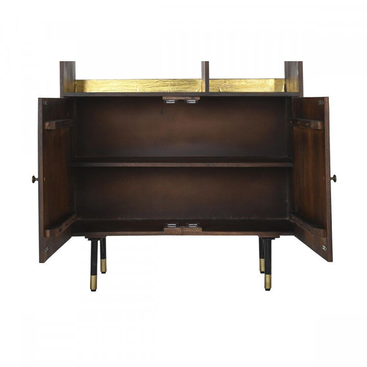 Estantería DKD Home Decor Negro Dorado Metal Marrón oscuro Madera de mango 4 Estantes (90 x 35 x 200 cm)