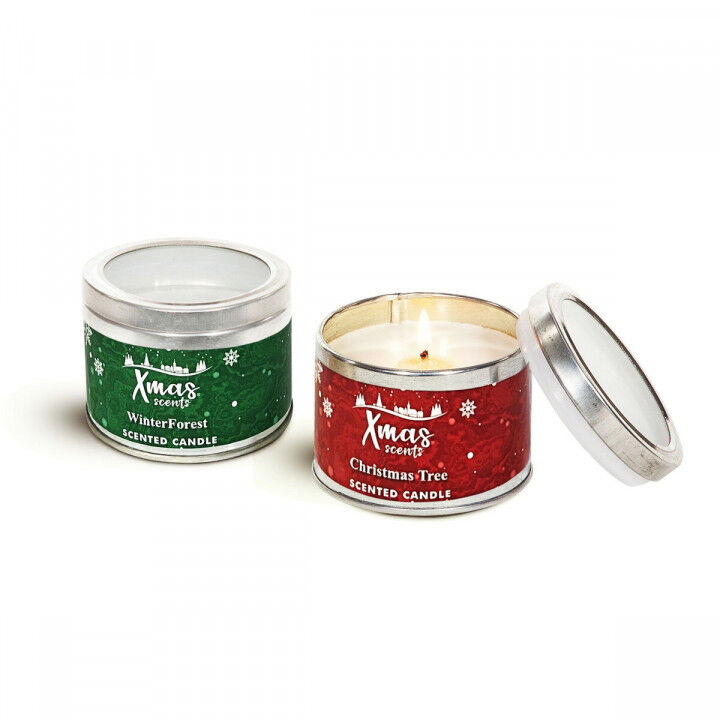 Kaarsenset DKD Home Decor Kerstmis (2 Stuks) (8 x 8 x 6 cm)