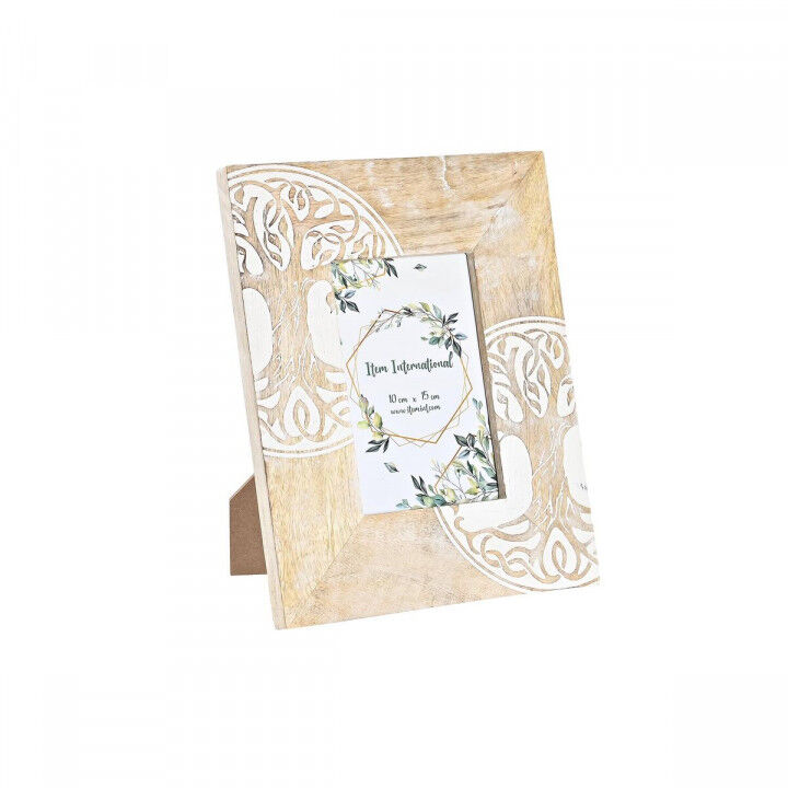 Fotolijsten DKD Home Decor Wit Bruin Hout Kristal Mangohout Boomstructuur Indiaas 20 x 2 x 25,5 cm