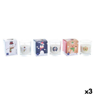 Kerze DKD Home Decor Blau Weiß Braun Pinguin Rentier Schneemann Weihnachten 8 x 8 x 9 cm (36 Stücke) (3 Stück)