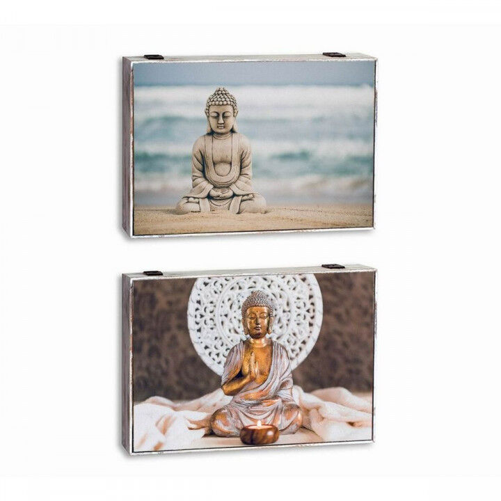 Dekorative Box DKD Home Decor Bunt Holz MDF Buddha Zähler (2 Stück)
