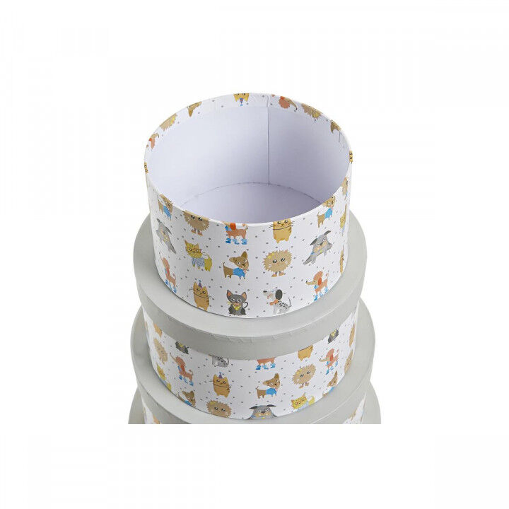 Multi-use Box DKD Home Decor White Children's Multicolour Flowers Cardboard (37,5 x 37,5 x 18 cm)