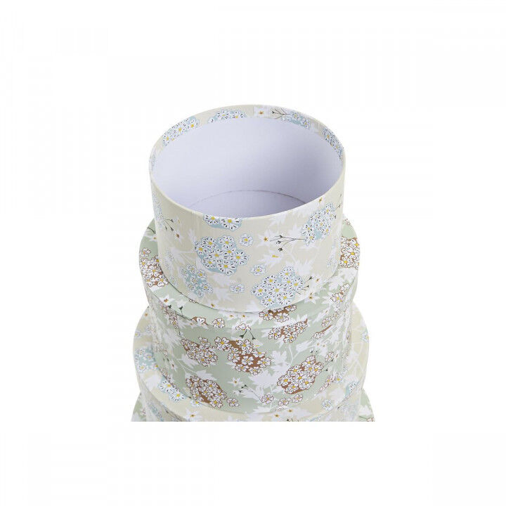 Set van opstapelbare opbergboxen DKD Home Decor Beige Groen Karton (37,5 x 37,5 x 18 cm)