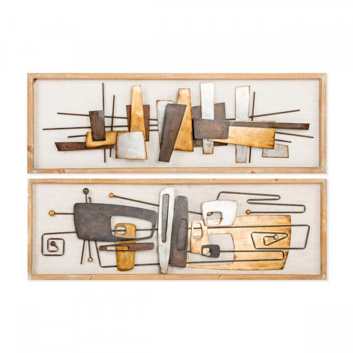 Wall Decoration DKD Home Decor 120 x 40 x 5,5 cm Abstract Natural Golden Multicolour Modern (2 Units)