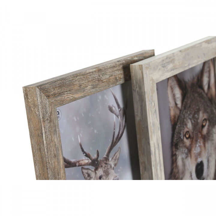 Cadre photo Home ESPRIT Blanc Naturel Verre polystyrène Scandinave 24,6 x 2 x 29,6 cm (2 Unités)