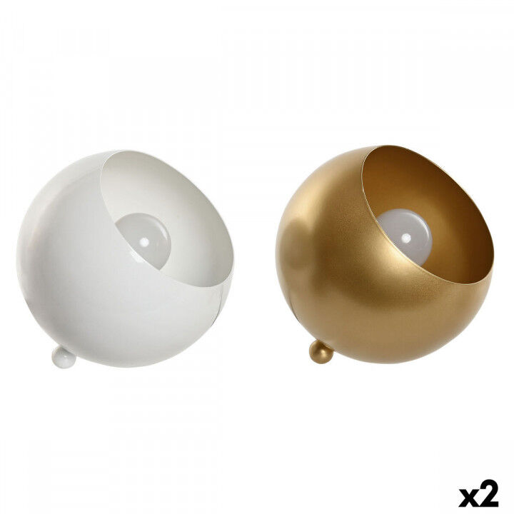 Lámpara de mesa Home ESPRIT Blanco Dorado Metal 50 W 220 V 15 x 15 x 15 cm (2 Unidades)