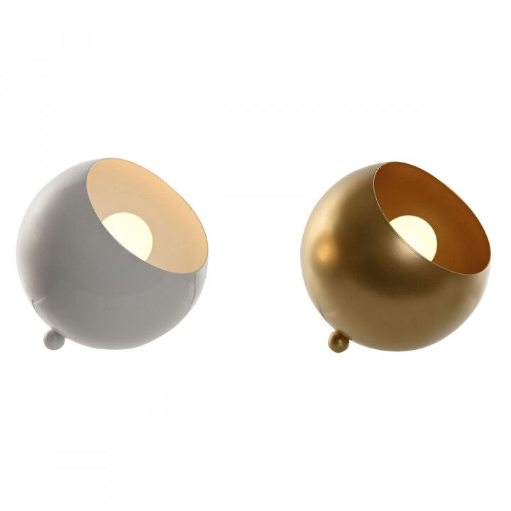 Lampada da tavolo Home ESPRIT Bianco Dorato Metallo 50 W 220 V 15 x 15 x 15 cm (2 Unità)