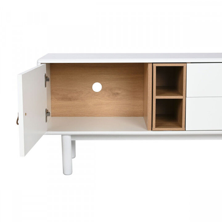 Mueble de TV Home ESPRIT Blanco Natural Polipropileno Madera MDF 140 x 40 x 55 cm