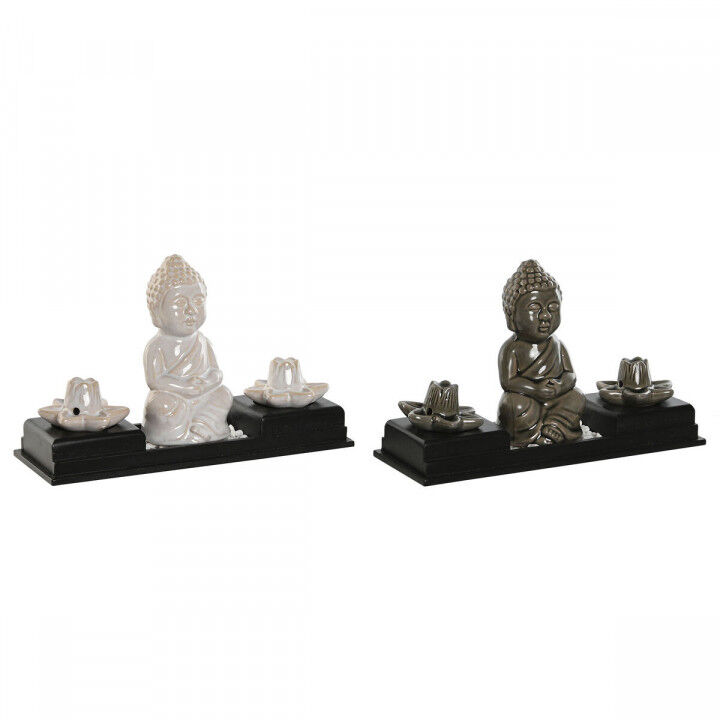 Essentiële olie brander Home ESPRIT Keramisch Hout MDF Boeddha 24 x 8 x 14 cm (2 Stuks)