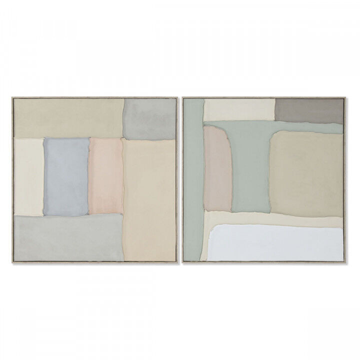 Canvas Home ESPRIT Green Beige Abstract Urban 92 x 3,8 x 92 cm (2 Units)
