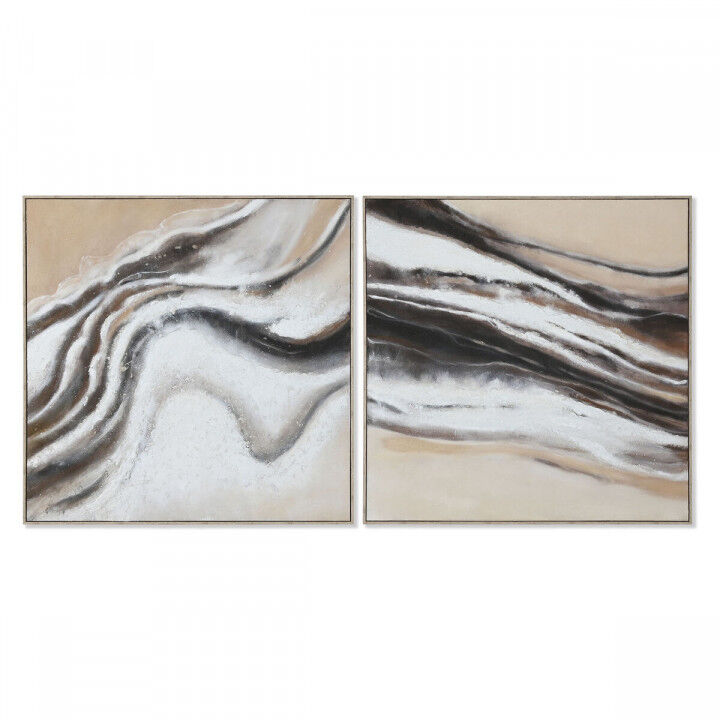 Bild Home ESPRIT Weiß Beige Jute polystyrol abstrakt Moderne 102 x 3,2 x 102 cm (2 Stück)