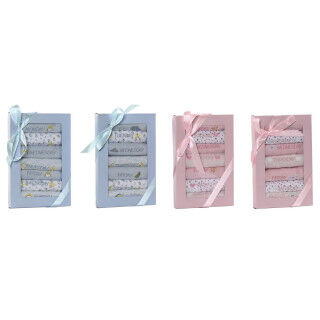 Ensemble de Bavoirs Home ESPRIT Bleu Rose Coton 19 x 29 x 3 cm (4 Unités)