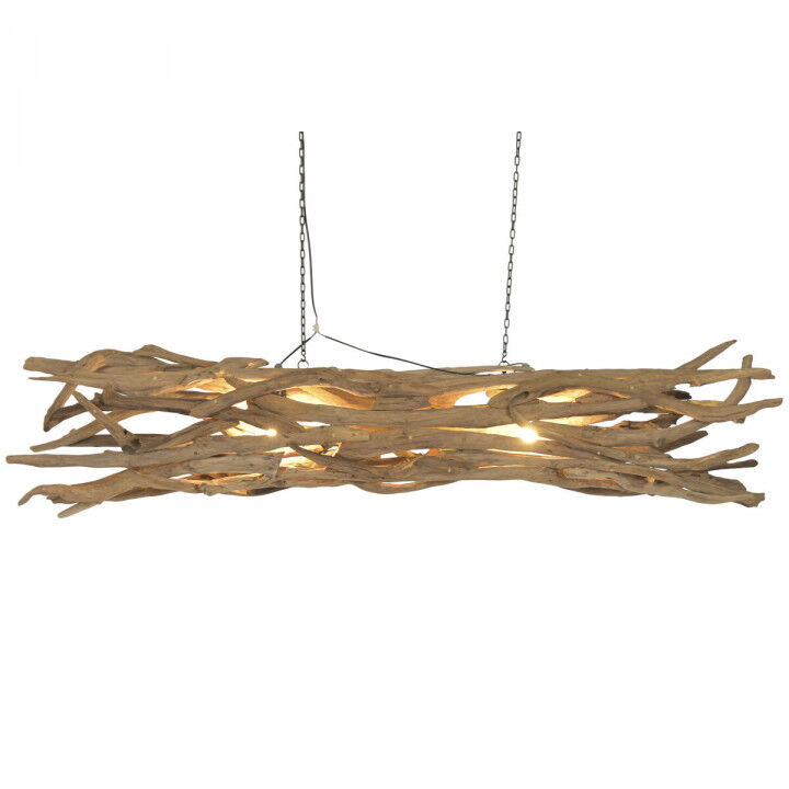 Plafondlamp Home ESPRIT Zwart Natuurlijk Hout Ijzer Teakhout 50 W