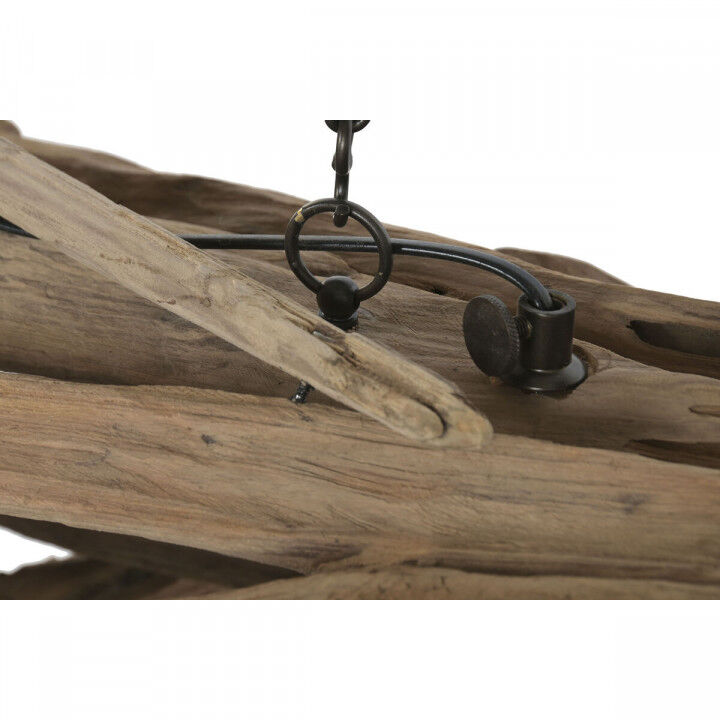 Lampadario Home ESPRIT Nero Naturale Legno Ferro teak 50 W