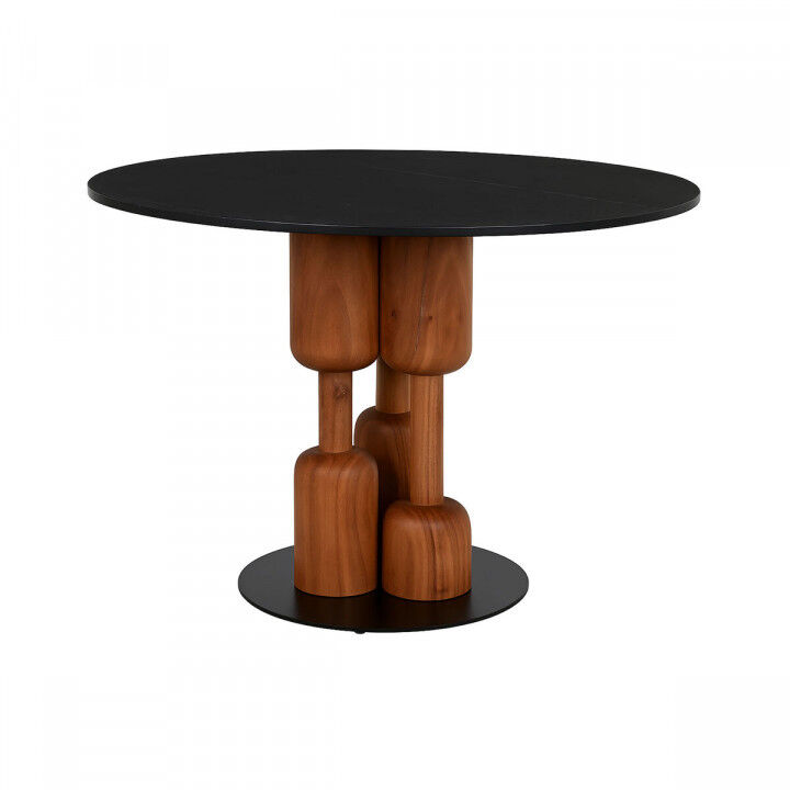Mesa de Comedor Home ESPRIT Negro Natural Mármol Acacia 106 x 106 x 76 cm