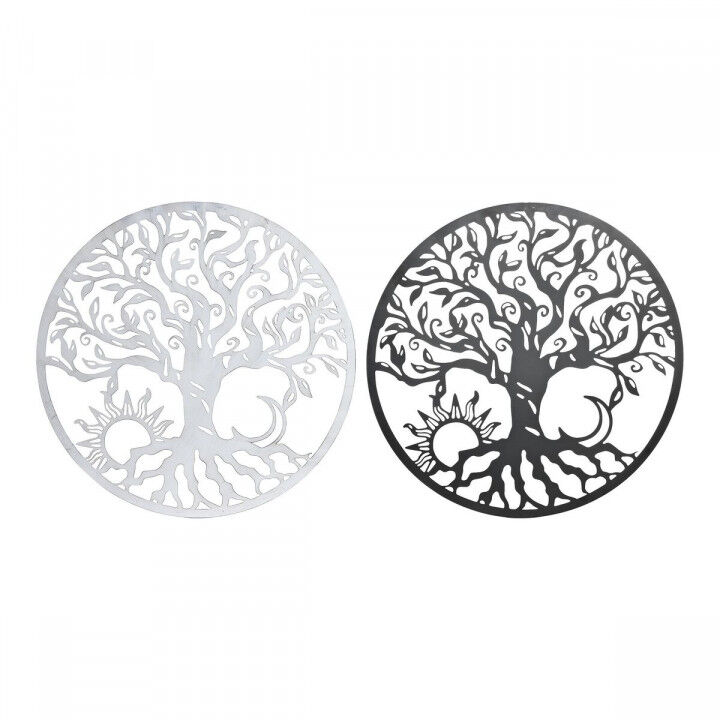 Decoración de Pared DKD Home Decor Negro Metal Blanco Indio Luna (2 Unidades) (60 x 1 x 60 cm)