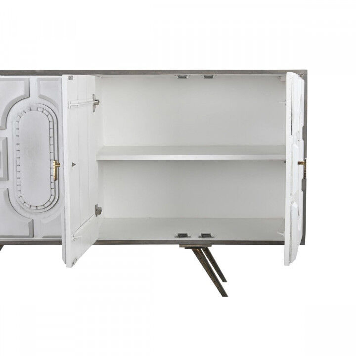Buffet DKD Home Decor Blanc Gris Doré Métal Bois de manguier 152 x 43 x 84 cm