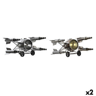 Table clock DKD Home Decor Golden Silver Spaceship Loft (2 Units)
