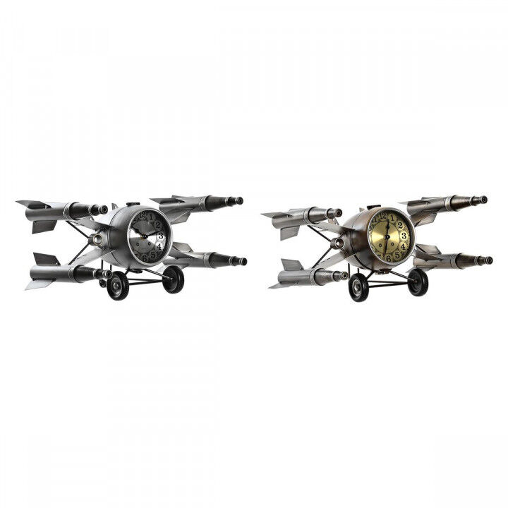 Table clock DKD Home Decor Golden Silver Spaceship Loft (2 Units)