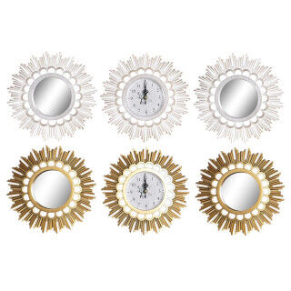 Reloj de Pared DKD Home Decor Espejo PP (25 x 2,5 x 25 cm) (2 Unidades)