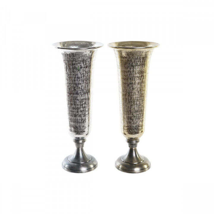 Vase DKD Home Decor 20 x 20 x 51 cm Silberfarben Gold Aluminium Moderne (2 Stück)