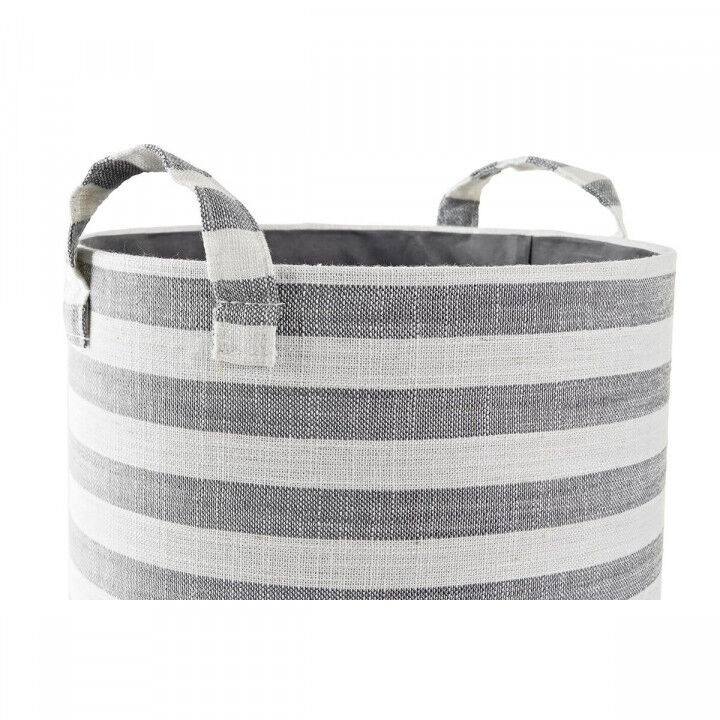 Set de basket DKD Home Decor Blanc Gris Rayures 35 x 35 x 40 cm 3 Pièces (3 Unités)