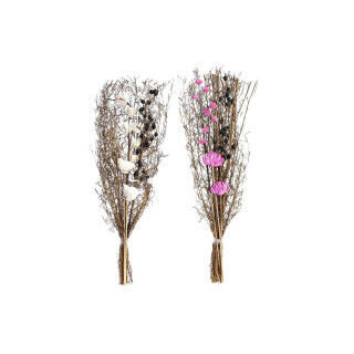 Bunch DKD Home Decor Pink Brown White Dried flower (2 Units) (30 x 30 x 65 cm)