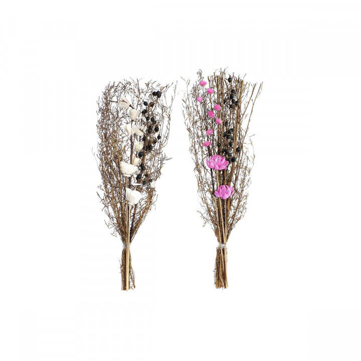Mazzo DKD Home Decor Rosa Marrone Bianco Fiore secco (2 Unità) (30 x 30 x 65 cm)