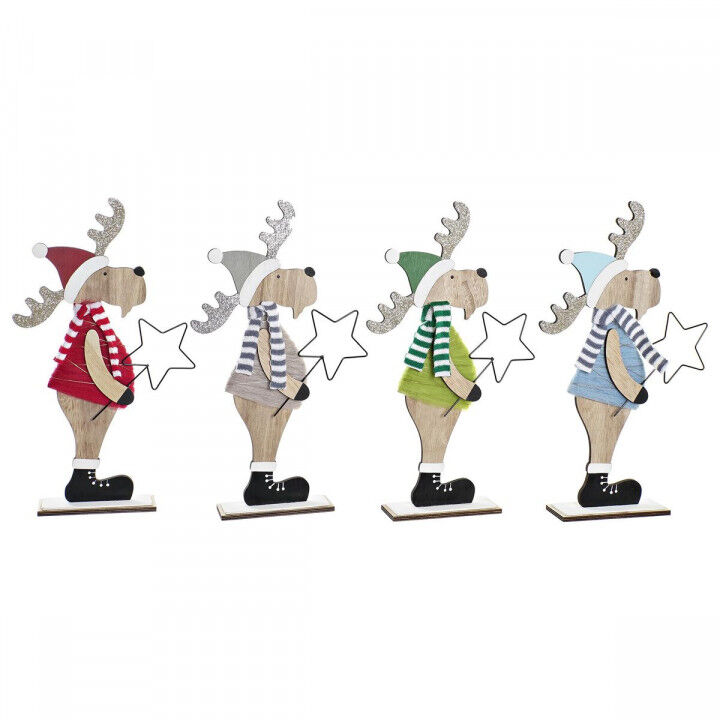 Adorno Navideño DKD Home Decor Madera Poliéster Reno (5 x 22 x 41 cm) (4 Unidades)