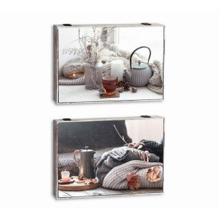 Boîte Décorative DKD Home Decor Multicouleur Bois MDF Oriental Compteur (2 Unités)