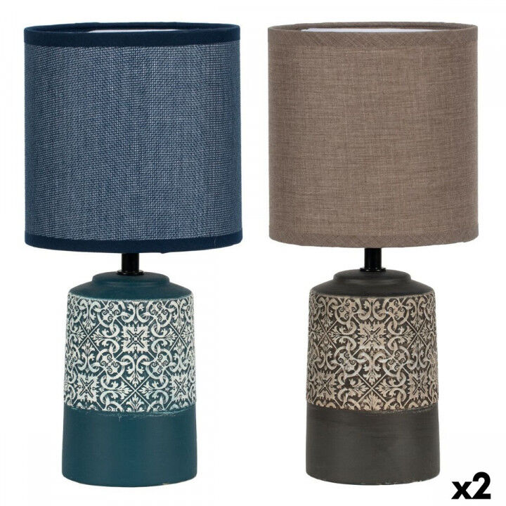 Tischlampe DKD Home Decor aus Keramik Steingut 50 W (15 x 15 x 32 cm) (2 Stück)