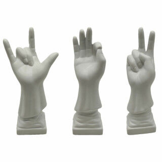 Decoratieve figuren DKD Home Decor Wit Hand 7 x 7 x 25 cm (3 Stuks)