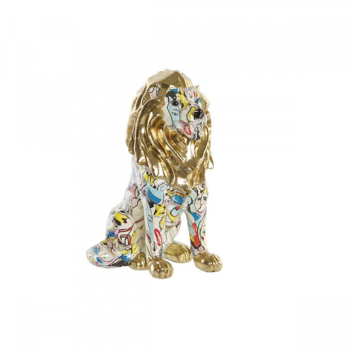 Decoratieve figuren DKD Home Decor Gouden Leeuw Hars Multicolour Modern (21 x 14,5 x 27 cm) (15 x 21 x 27 cm)