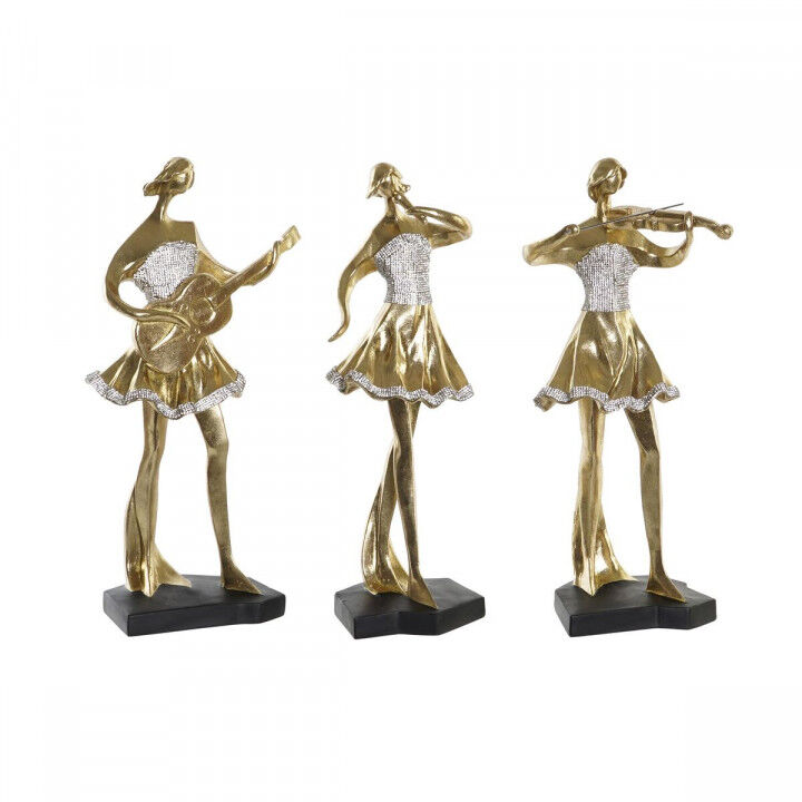 Statua Decorativa DKD Home Decor Musica 20 x 12 x 41,5 cm Ballerina Dorato Romantico (3 Unità)