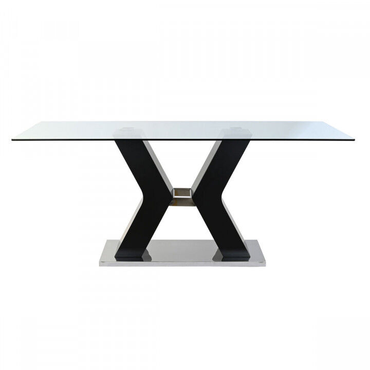 Table de Salle à Manger DKD Home Decor Noir Bois Verre trempé Bois MDF 180 x 90 x 76 cm