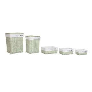 Panier Multi-usages DKD Home Decor Vert osier 44 x 34 x 56 cm 5 Pièces