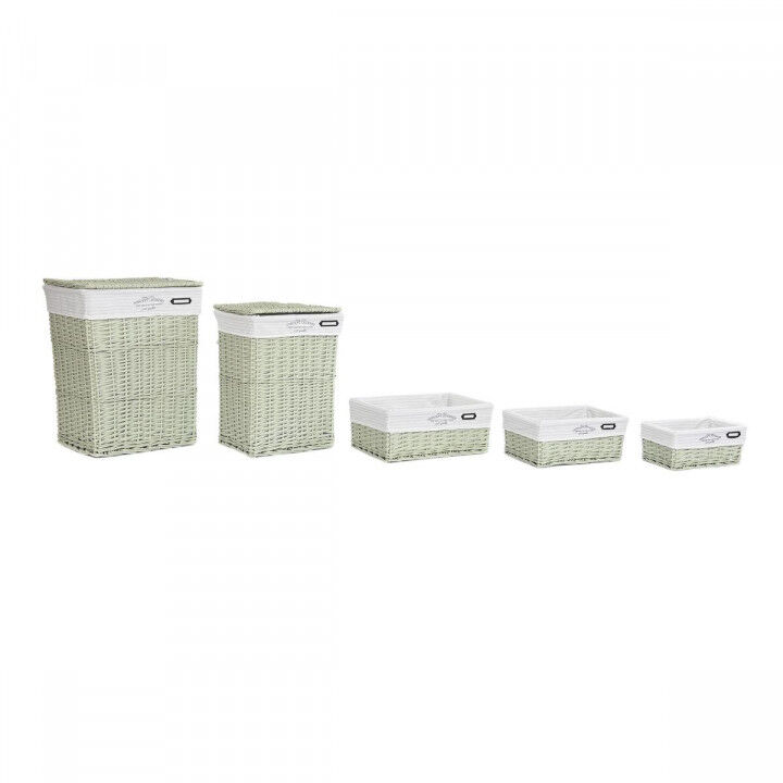 Cesta Multiusos DKD Home Decor Verde Mimbre 44 x 34 x 56 cm 5 Piezas
