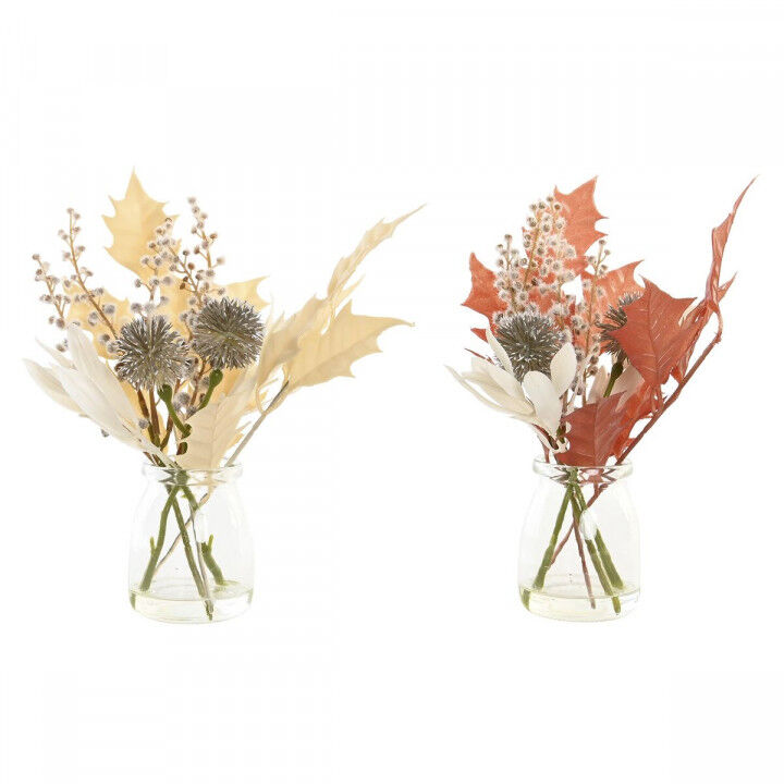 Decoratieve plant DKD Home Decor Kristal Gouden Bruin Polyethyleen Wit (6 x 6 x 27 cm) (2 Stuks)