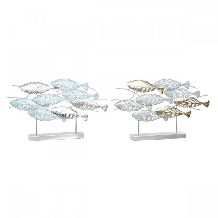 Statua Decorativa DKD Home Decor 65,4 x 9 x 39,5 cm Argentato Azzurro Dorato Spirali Mediterraneo (2 Unità)