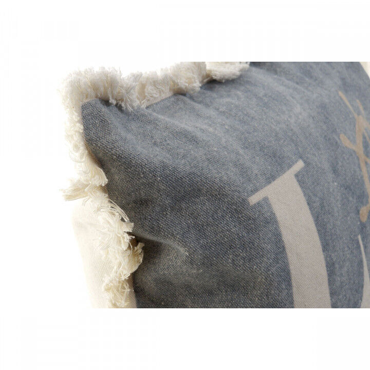 Cushion DKD Home Decor Blue White Navy Fringe (45 x 10 x 45 cm) (2 Units)