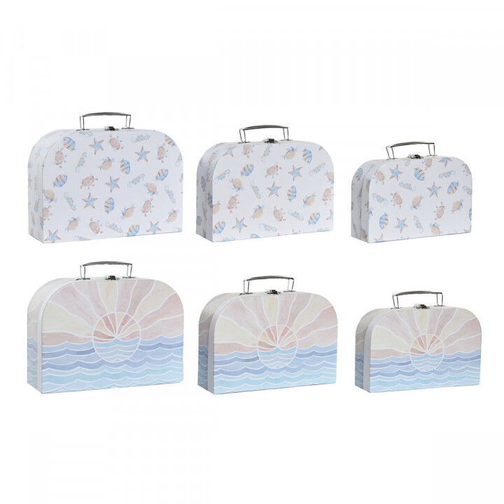 Juego de Cajas Decorativas DKD Home Decor Multicolor Metal Cartón 28 x 9,5 x 20 cm (2 Unidades)