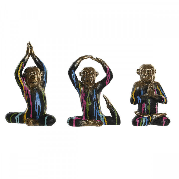 Figurine Décorative DKD Home Decor Doré Résine Multicouleur Singe Moderne (19 x 12 x 24,5 cm) (3 Unités)