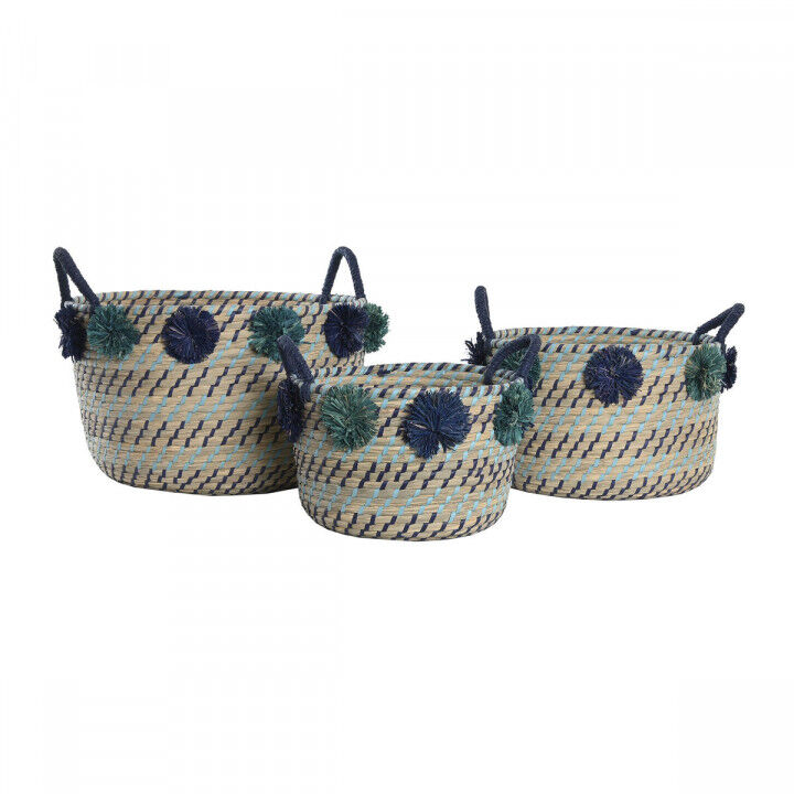Basket spelset DKD Home Decor Polypropyleen Pompons 46 x 44 x 34 cm