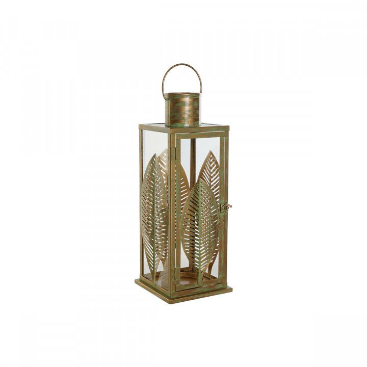Lantern DKD Home Decor Golden Metal 16,5 x 16,5 x 50 cm Leaf of a plant