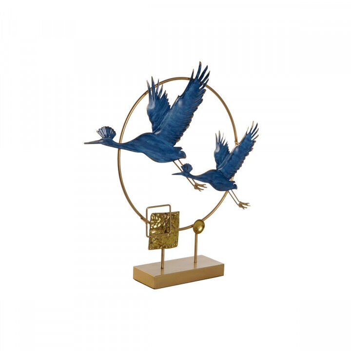 Statua Decorativa DKD Home Decor 51 x 9 x 51 cm Azzurro Dorato Uccello
